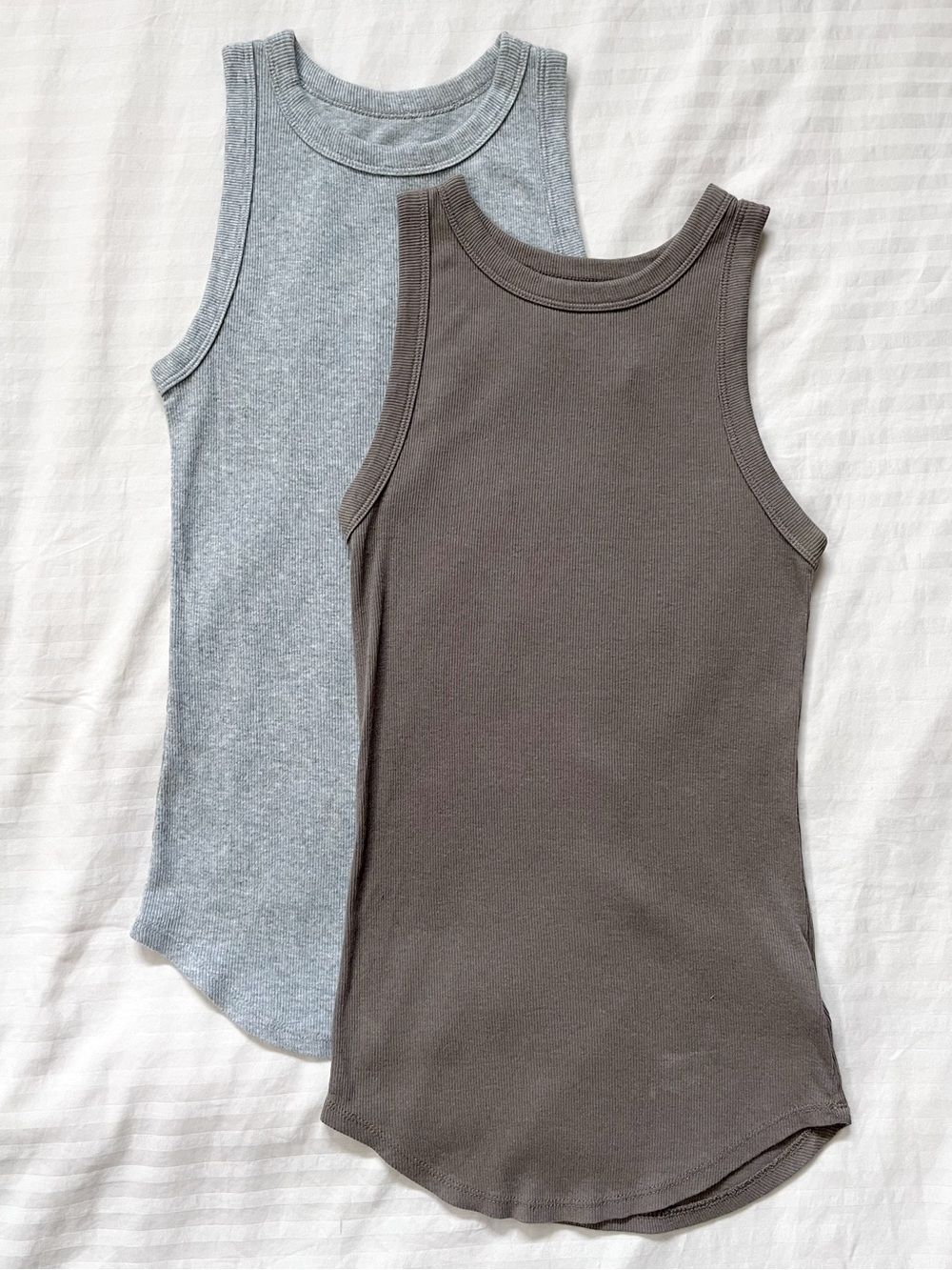 Set of 2 | Ribbed High Neck Tank Tops | A New Day, XS | Grey, Brown | EUC